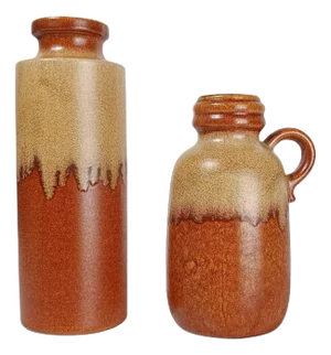 Mid-Century Vases in Earth Tone Fat Lava Ceramic, West Germany, 1970s, Set of 2