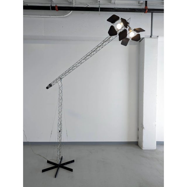 Curtis Jere Monumental Original Signed C. Jere Vintage Articulating Crane Floor Lamp Sculpture Industrial Rare Largest Model Produced For Sale - Image 4 of 7