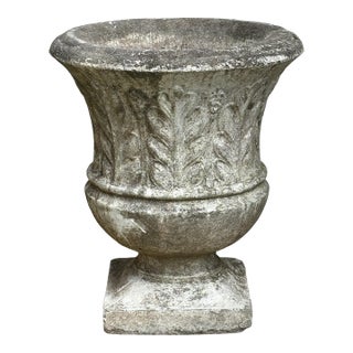 Cast Stone Acanthus Garden Urn — Mid Century For Sale