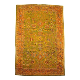 Green Antique Turkish Oushak - 8'6" x 13'2" For Sale