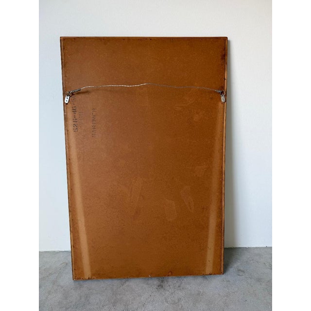 1970s Mid-Century Modern Walnut Wall Mirror With Carved Geometric Details For Sale - Image 13 of 13