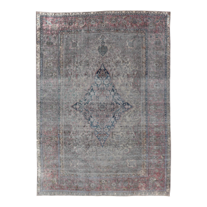 Antique Persian Silk Mohtesham Rug With Central Medallion 7'0 X 10'5