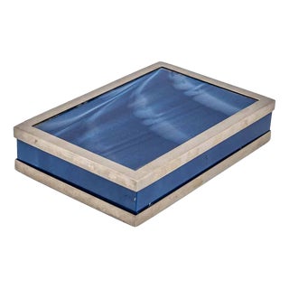 Blue Acrylic Glass Box with Stainless Steel Accents, 1980s For Sale