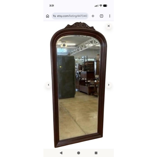 Brown Pennsylvania House Grand Full-Length Mirror: 37x80 Vintage Chinoiserie Grandeur For Sale - Image 8 of 16
