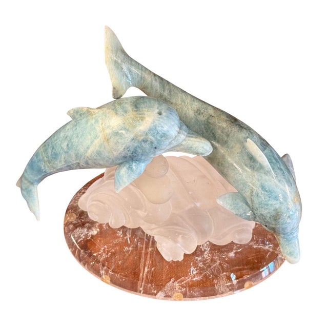 Manfred Wild Aquamarine & Rock Crystal Dolphin Sculpture, Germany, Late 20th C. For Sale - Image 4 of 7