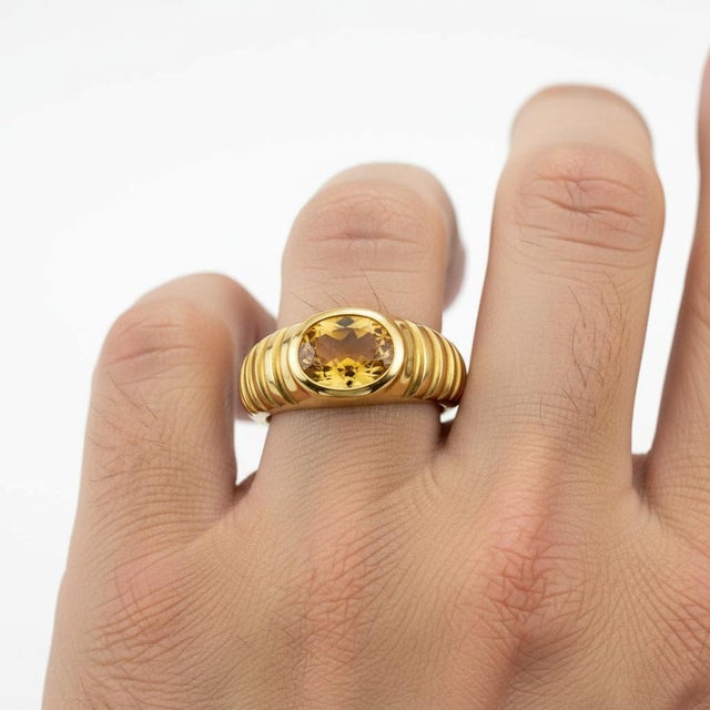 Oval Bezel Citrine Ring for Men Silver, Gold, Size 10 For Sale - Image 4 of 5