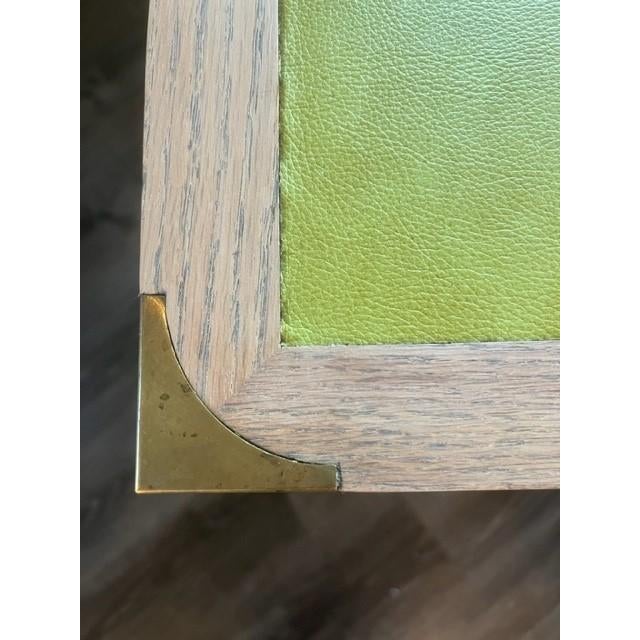 Wood Mid Century Campaign Desk With Faux Leather Top and Brass Hardware For Sale - Image 7 of 7