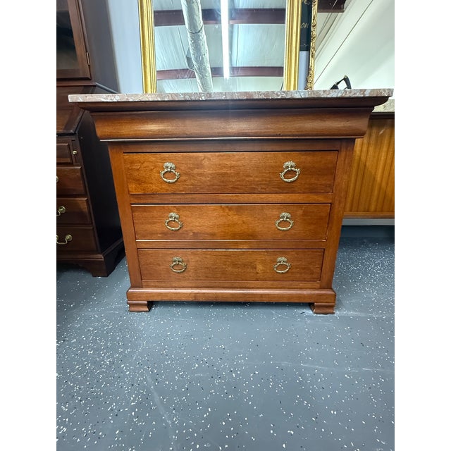 Antique Louis Phillipe Marble Top Cherry Wood Bachelors Chest For Sale In Baton Rouge - Image 6 of 10
