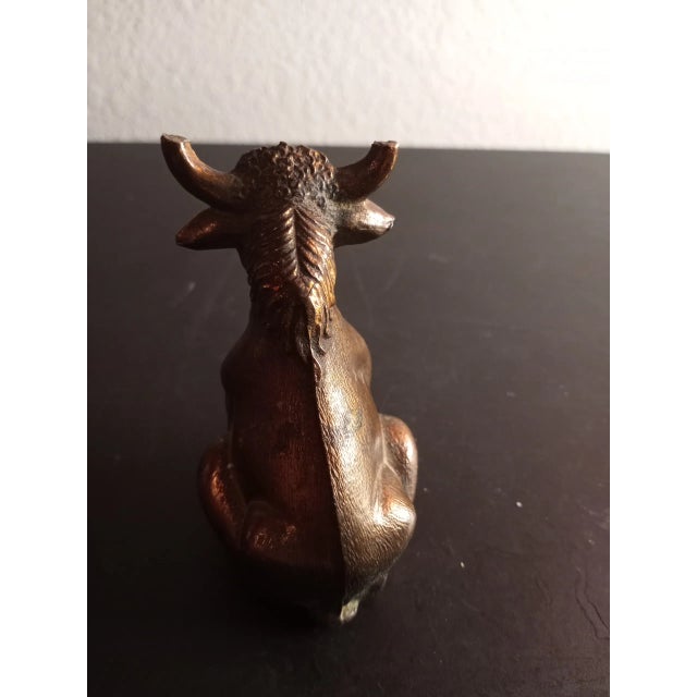 Contemporary Solid Brass Sitting Bull Figurine For Sale - Image 3 of 8