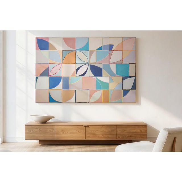 "Plucking Petals" is a painting on canvas by Spanish artist Natalia Roman. This series of abstract geometric paintings by...