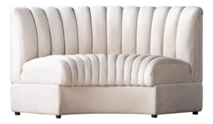 Matthew Izzo Home Estelle Oatmeal Velvet Curved Banquette Sofa