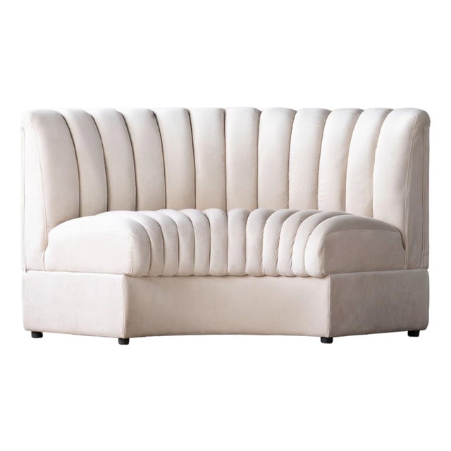 Matthew Izzo Home Estelle Oatmeal Velvet Modular Curved Sofa Banquet For Sale