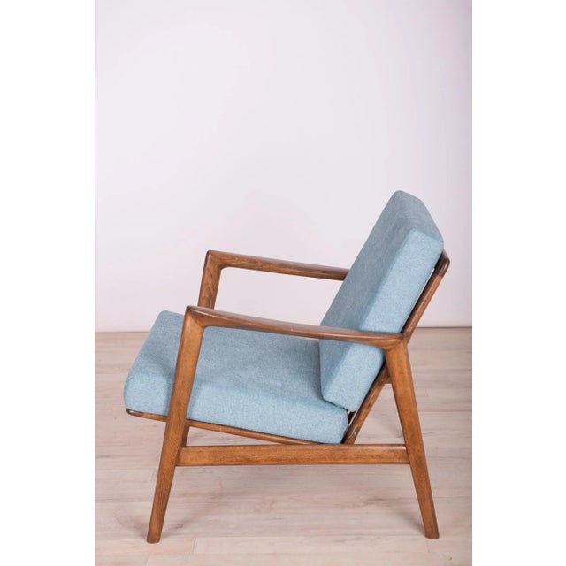 Blue 300-139 Armchair from Swarzędzka Factory, 1960s For Sale - Image 8 of 14