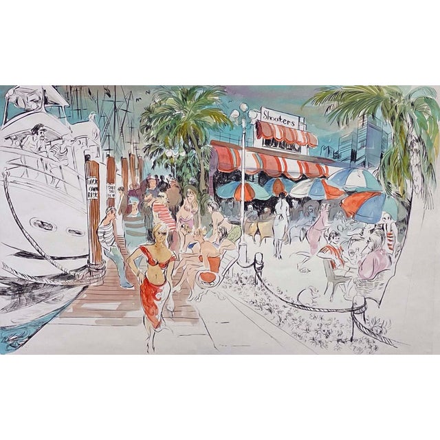 Impressionist William Papas "Fort Lauderdale Florida" Hand Colored Art Etching For Sale - Image 3 of 9