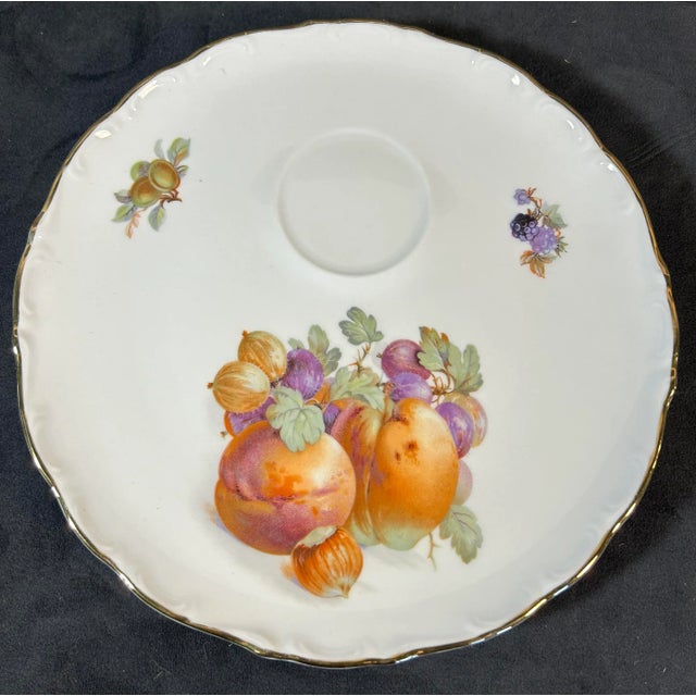 Ceramic Antique Set of 6 Gold Rimmed Fruit Motif Appetizer Plates Made in Germany For Sale - Image 7 of 10