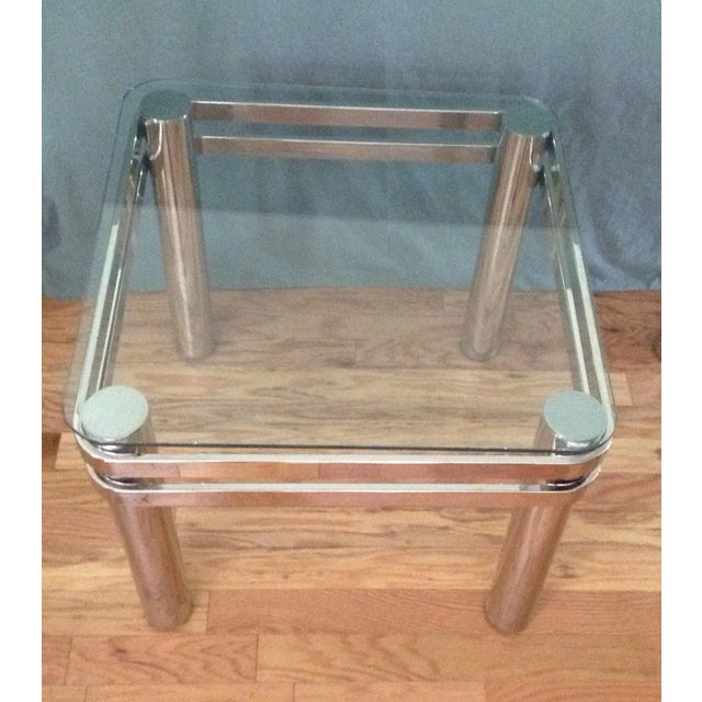 American American Modern Chrome and Glass Tables Design Institute America Dia - a Pair For Sale - Image 3 of 11