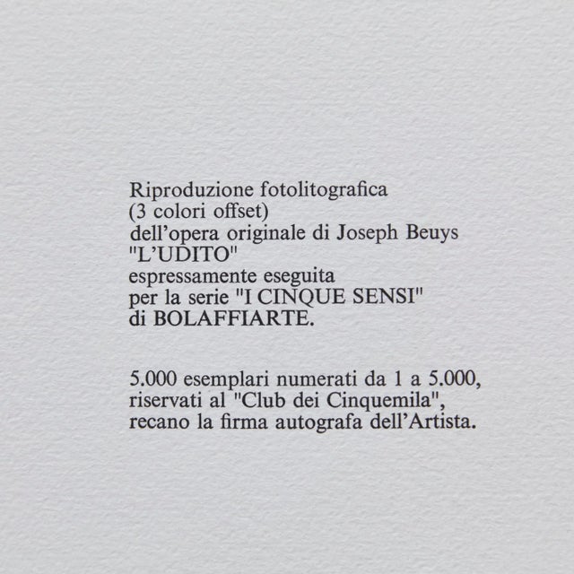 Mid-Century Modern Lithograph by Joseph Beuys for Bolaffiarte, 1974 For Sale - Image 3 of 11