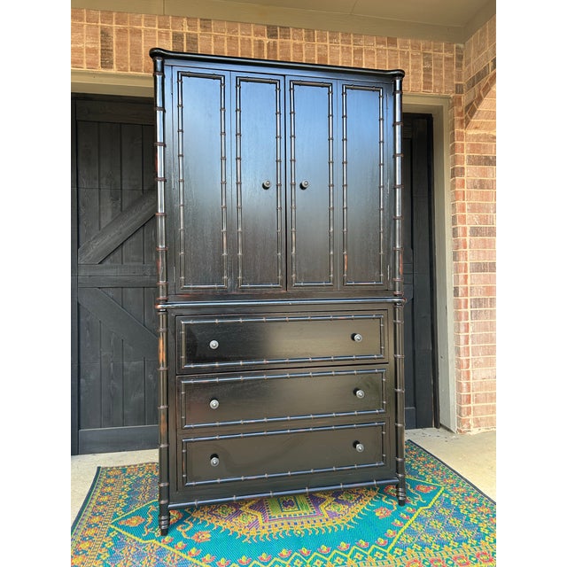 Arhaus Faux Bamboo Cabinet For Sale - Image 9 of 10