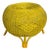 20th Century Modernist Round Wicker Rattan Pouf in Yellow For Sale