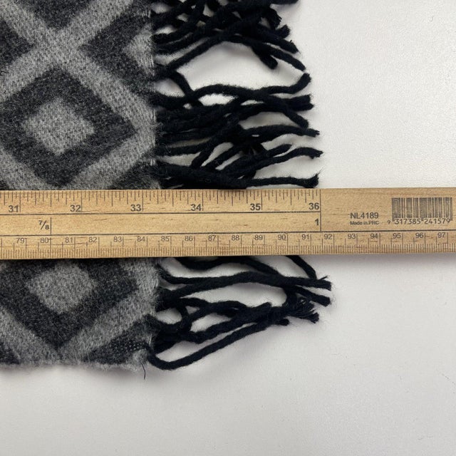 Emporio Armani Dark Grey Printed 50% Wool 50% Cashmere Scarf For Sale - Image 9 of 9