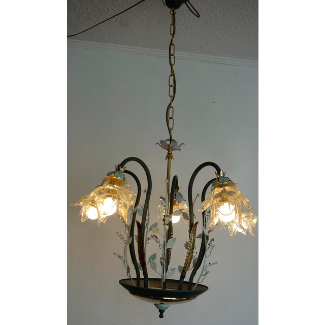 Black Italian Brass and Glass Lead Crystal Chandelier from Artigian Fabbrica Lambadari, 1960s For Sale - Image 8 of 16