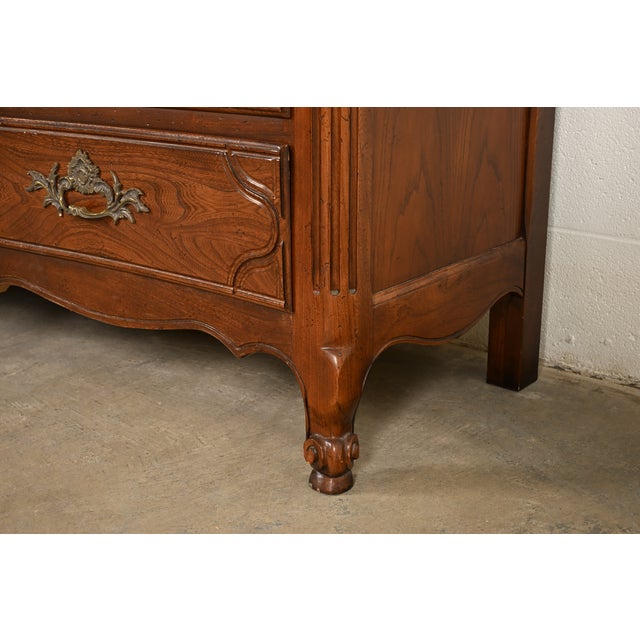 Baker Furniture French Provincial Louis XV Carved Oak Triple Dresser or Credenza For Sale - Image 14 of 18