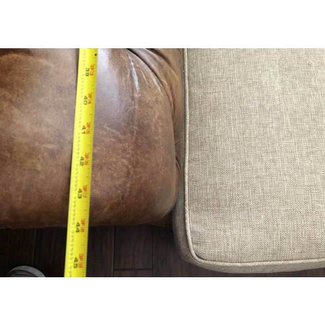 Rc Furniture Light Brown Tufted Leather Chesterfield Sofa For Sale - Image 11 of 18