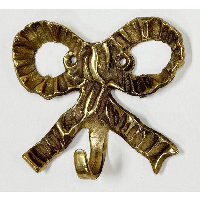 Vintage Brass Bow Wall Hook For Sale - Image 4 of 4
