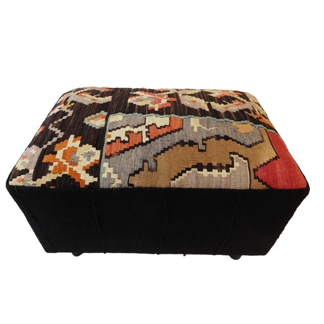 Tribal Kilim Rug & African Mud Cloth Ottoman Chairish