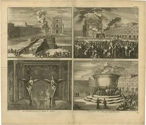 J. Luyken, Bible Print Interior of the Temple of Solomon, 1743, Paper
