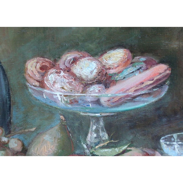 Mid Century Still Life With Pastries and Fruit For Sale - Image 4 of 5