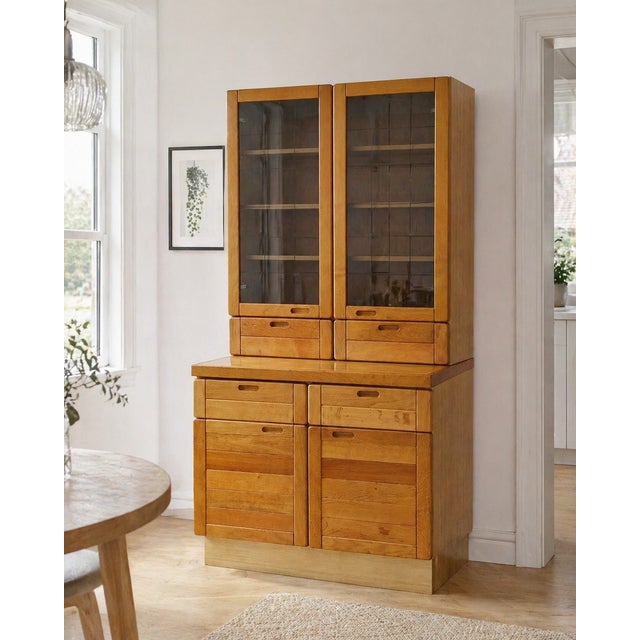 Vintage Danish Glass-Fronted Oak Display Cabinet from Vantinge Mobelindustri, 1970s For Sale - Image 3 of 18