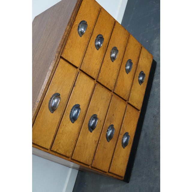 Mid-20th Century German Oak / Pine Apothecary Cabinet or Bank of Drawers For Sale - Image 9 of 12