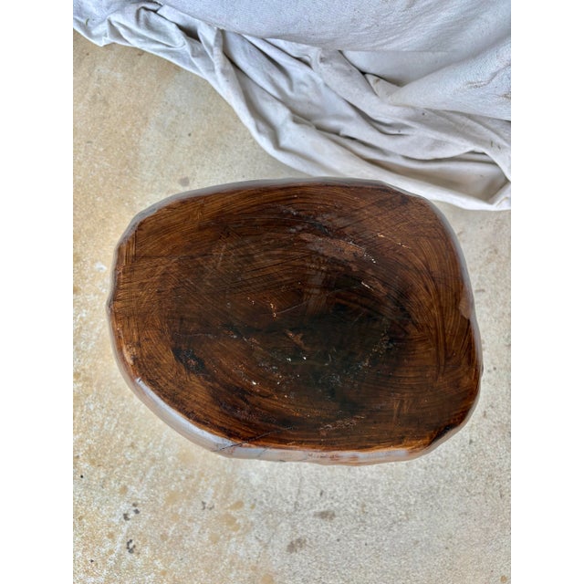 Mid 20th Century Mid 20th Century French Walnut Brutalist Tripod Stool For Sale - Image 5 of 12