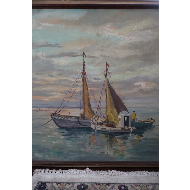 Vintage R. G. Duncan Signed “Astor” Sailboat Seascape Original Oil on Board—Framed For Sale In Washington DC - Image 6 of 18