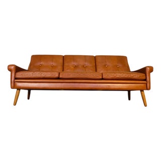 Mid-Century Danish 3 Person Sofa in Cognac Leather from Svend Skipper, 1970s For Sale