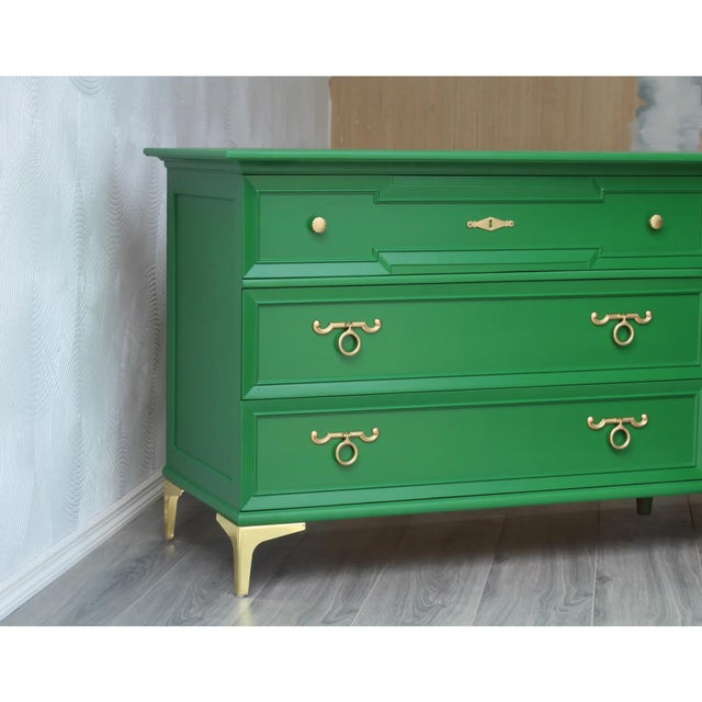 1970s Mid-Century Green Dresser of Six Drawers For Sale - Image 4 of 5