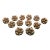 Set of 12 Solid Brass Mid-Century Floral Cabinet Knobs With Original Screws For Sale