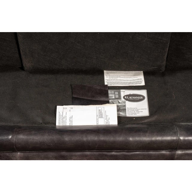 Vintage Leather Sofa in Black by Klaussner For Sale - Image 10 of 10