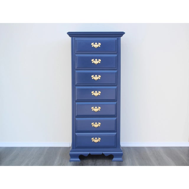 Traditional Late 20th Century Vintage Georgian Style Blue Chest of Drawers For Sale - Image 3 of 7