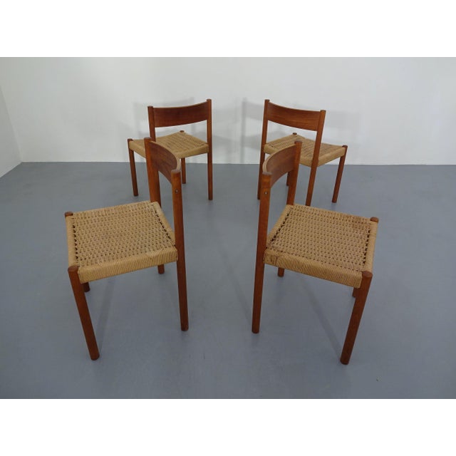 Teak & Papercord Dining Chairs by Poul M. Volther for Frem Røjle, Denmark, 1960s, Set of 4 For Sale - Image 6 of 18