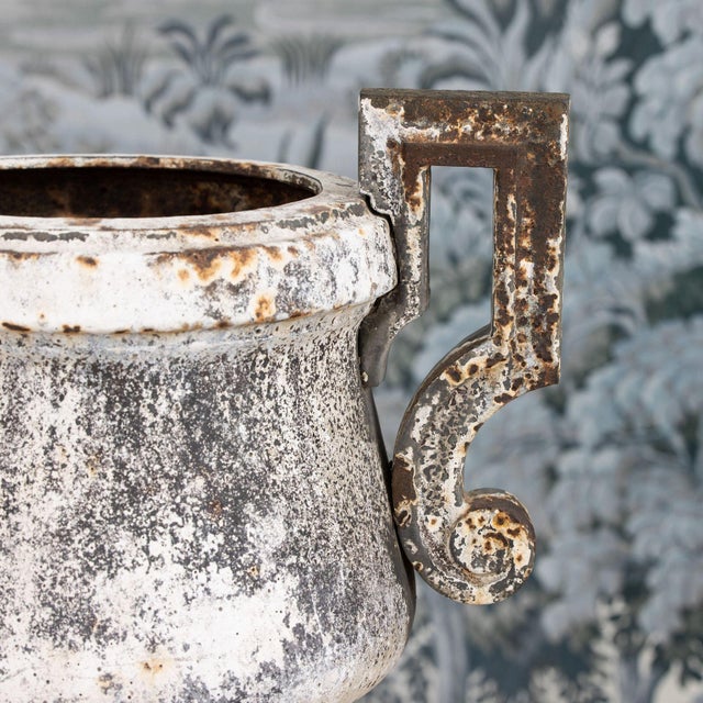 Early 19th C. French Pair of Directoire Style Iron Urns For Sale - Image 12 of 18
