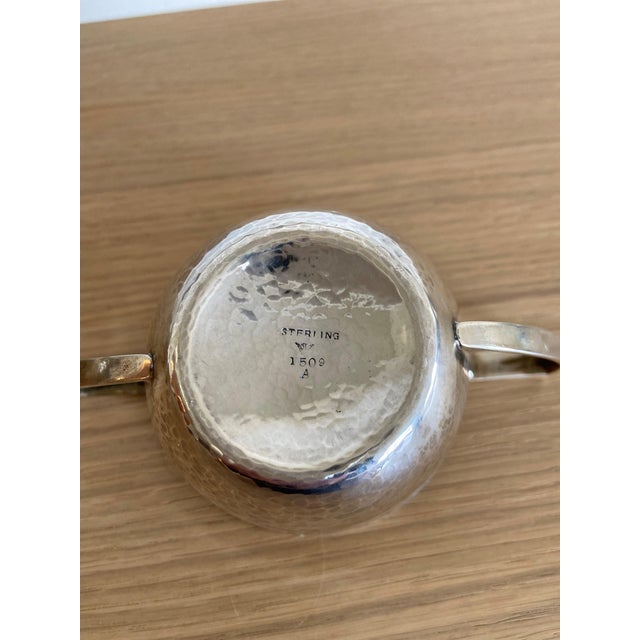Antique Whiting Arts and Crafts Hand Hammered Sterling Silver Teapot With Creamer and Sugar - 3pcs For Sale - Image 12 of 13