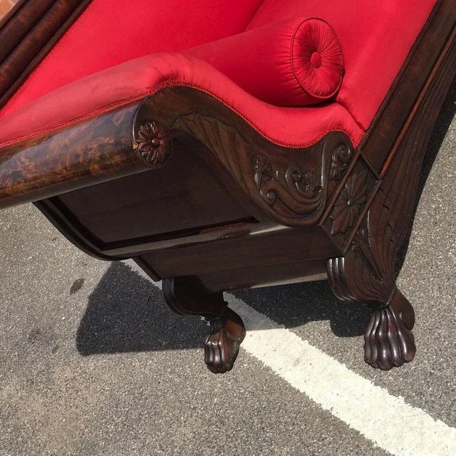 Antique Mahogany 3-Seater Sofa with Curved Ends and Lions Paw Feet For Sale - Image 4 of 13