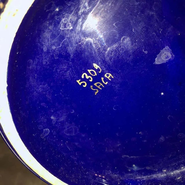 Blue 1960s Large Italian Mid-Century Modern Saca Ceramic Vase For Sale - Image 8 of 13