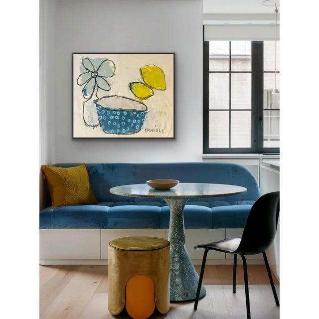 Acrylic on un-stretched canvas, full canvas dimensions measure 50 x 59, stretches to approximately 42 x 50. Ships rolled...