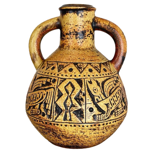 Pottery Fat Lava Maya Tiki Vase from Jasba Ceramics, Germany, 1970s For Sale