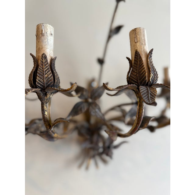 1900s Antique Iron Floral Sconces - Set of 4 For Sale In Birmingham - Image 6 of 7