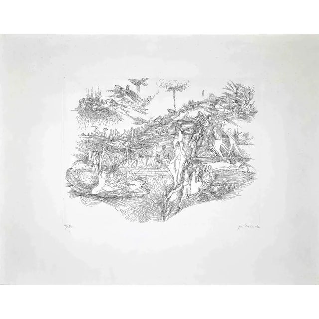 In the Paradise is an original etching realized by Gilbert Decock. Good condition on a cardboard passepartout (51x65 cm )....
