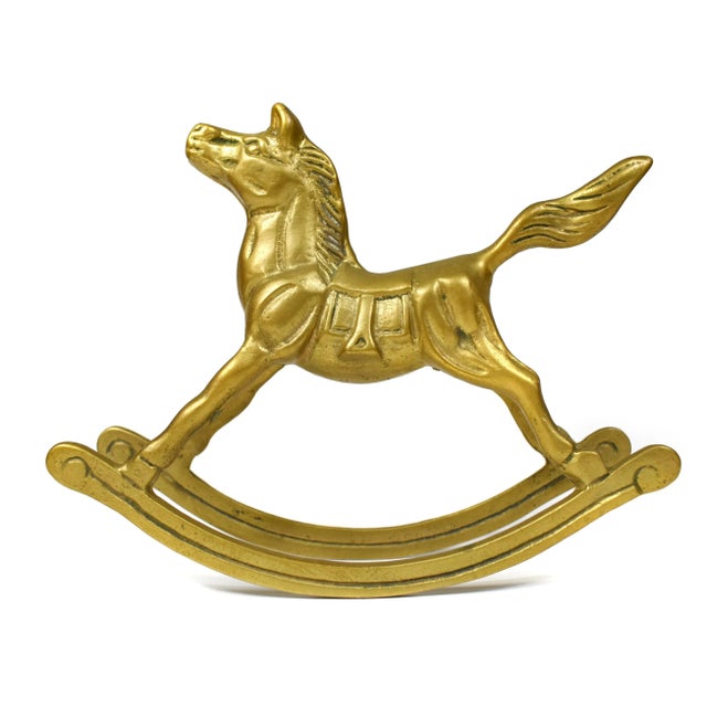 Metal Vintage Solid Brass Rocking Horse Figurine For Sale - Image 7 of 7